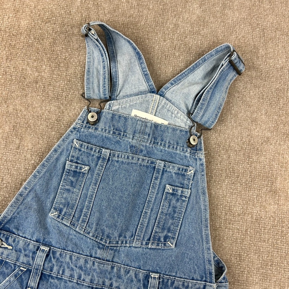 Abercrombie & Fitch Overall Womens XS Blue Denim Cotton Workwear Utility Raw Hem